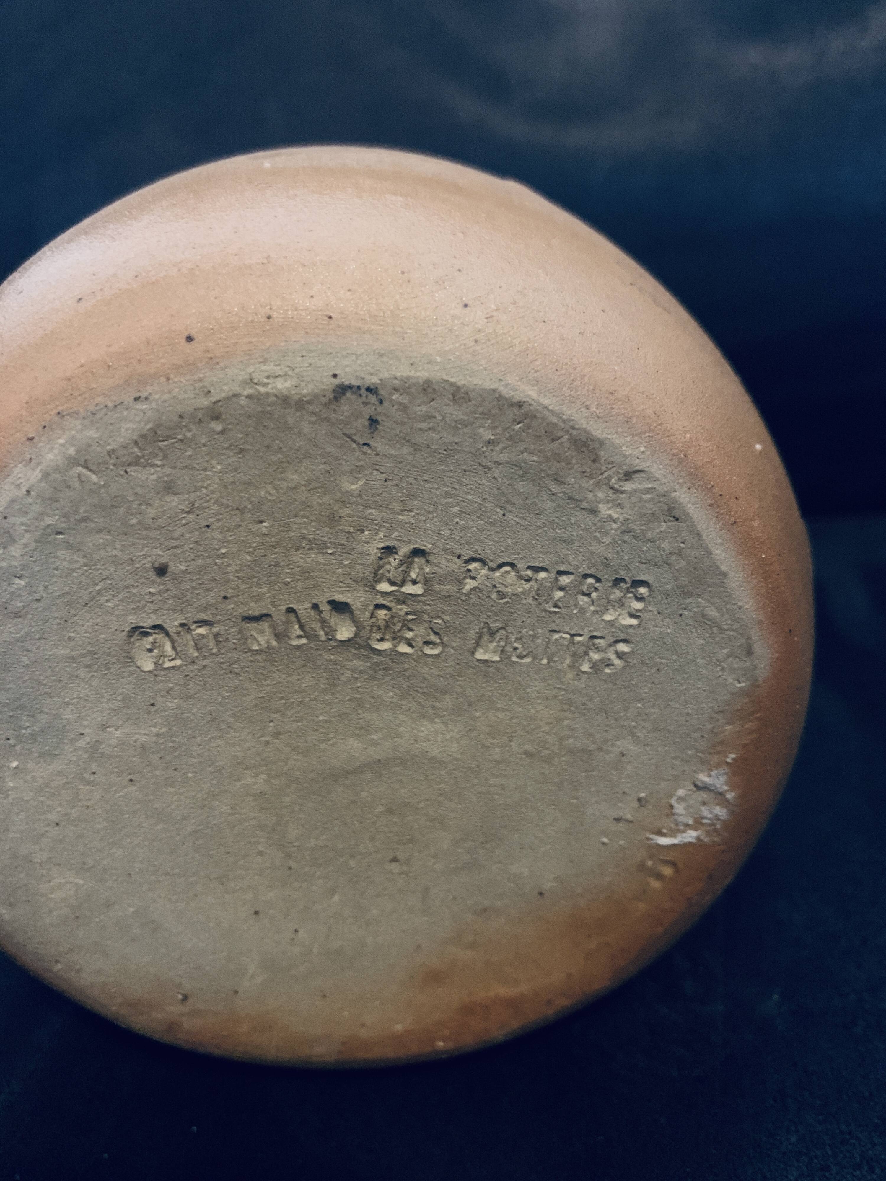 Handmade pot 14cm old vintage pottery flower decor wall hanging or to place on a beautiful piece of furniture