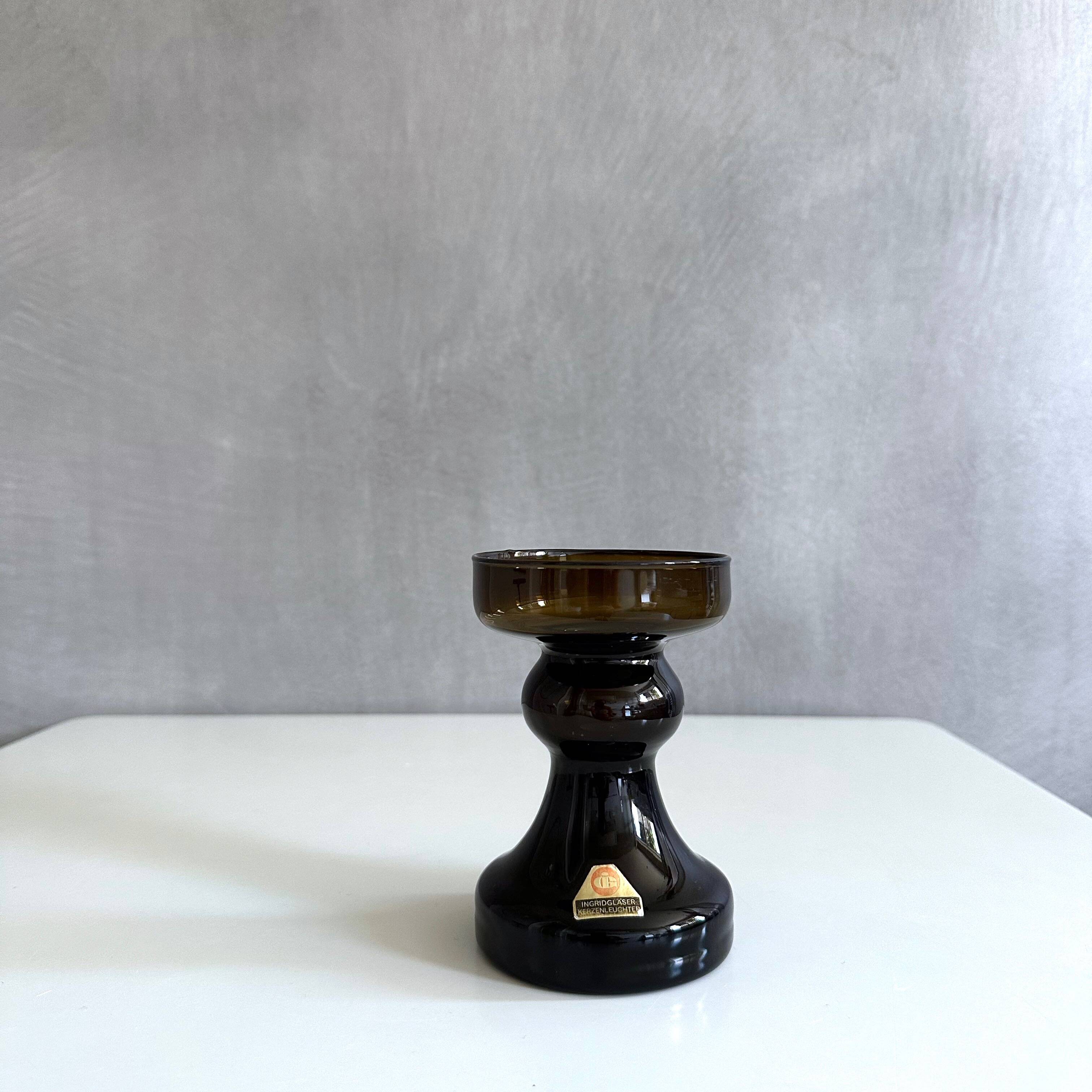 Mid Century candle holder, Ingrid glass candlestick, 60's home decor