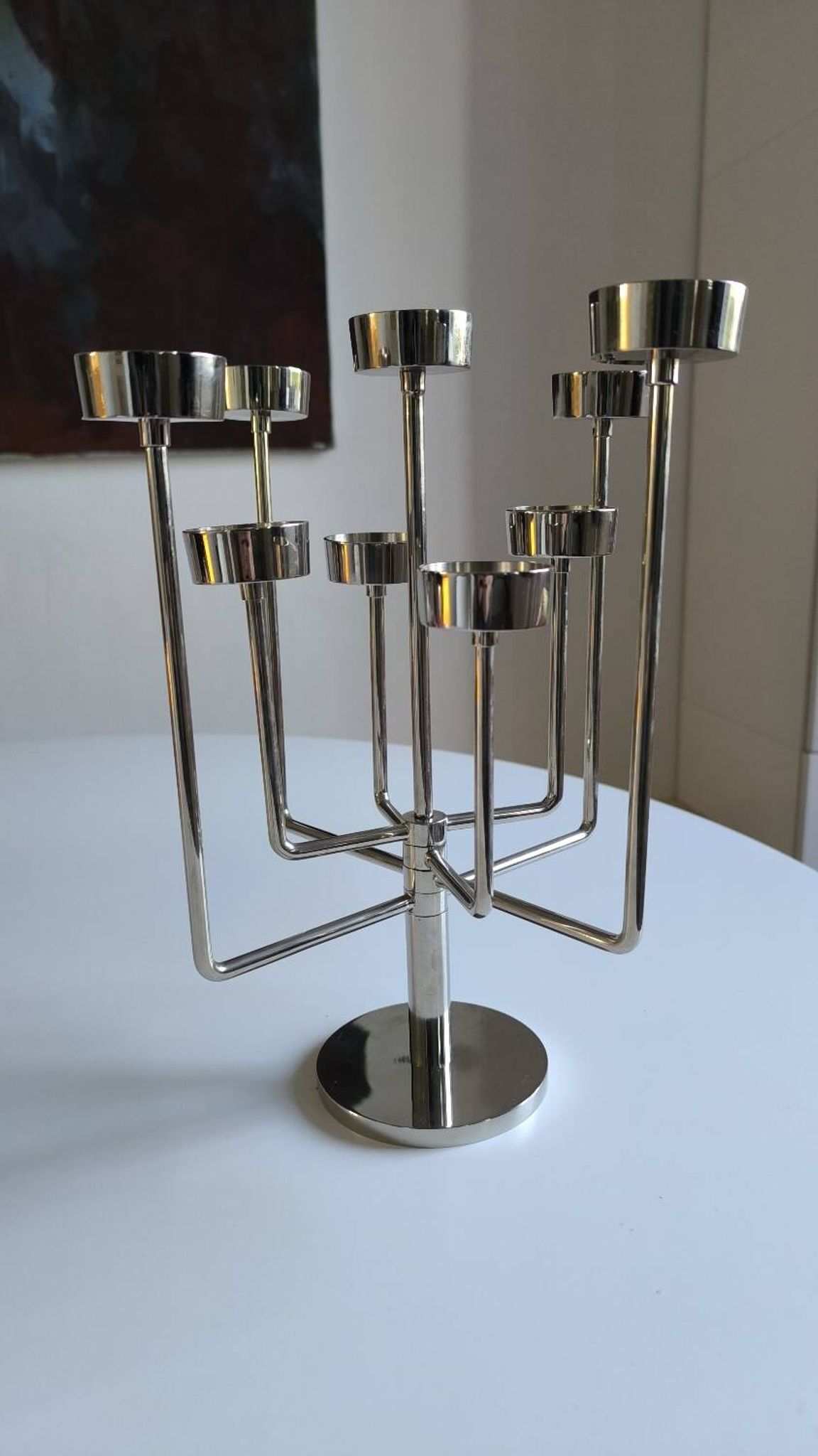 Chrome metal habitat candle holder from the 90s