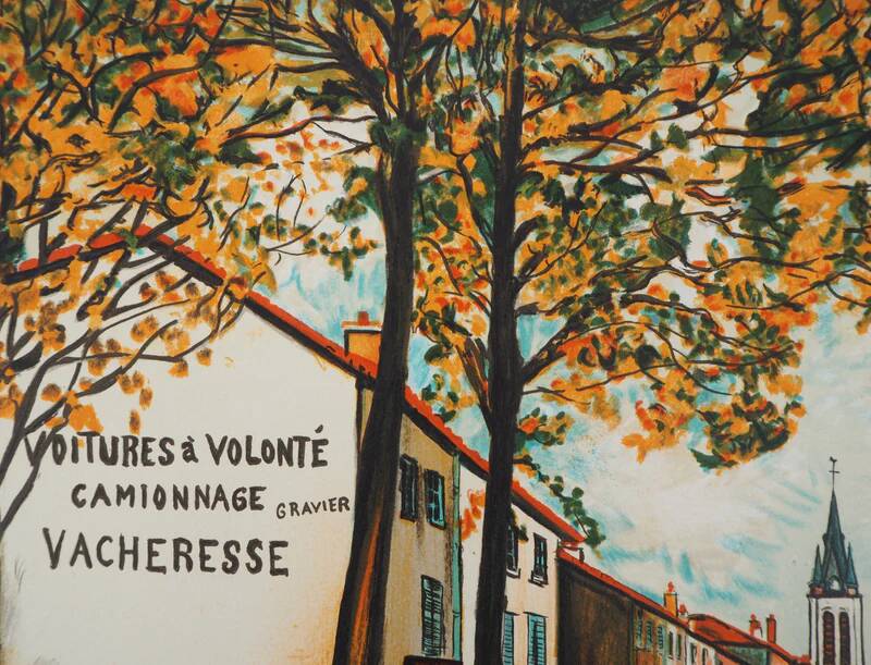 Maurice Utrillo: La Vacheresse, national road to Anse (Rhône), signed lithograph