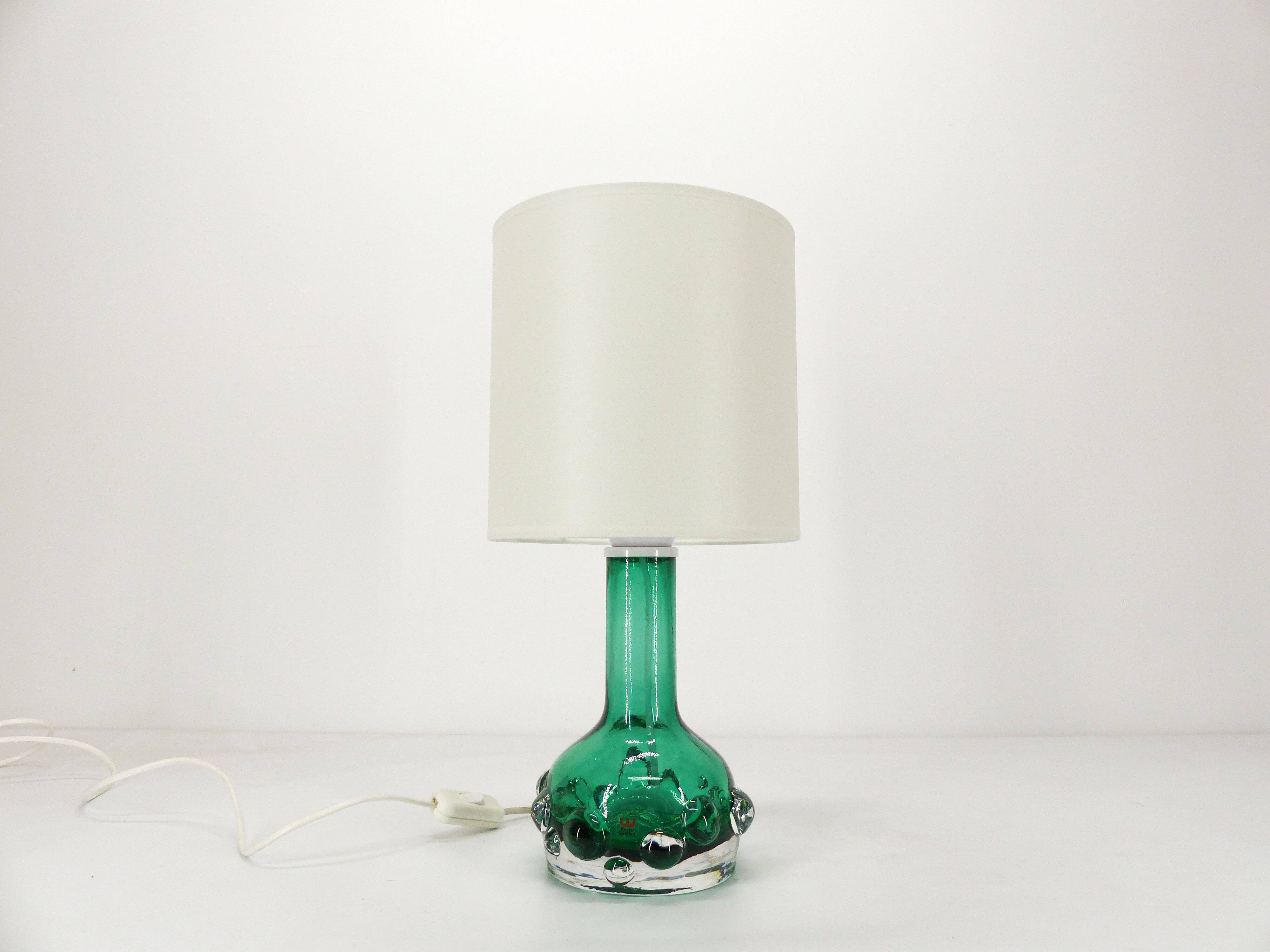 Scandinavian green glass lamp Kosta Hans-Owe Sandeberg Sweden 1960