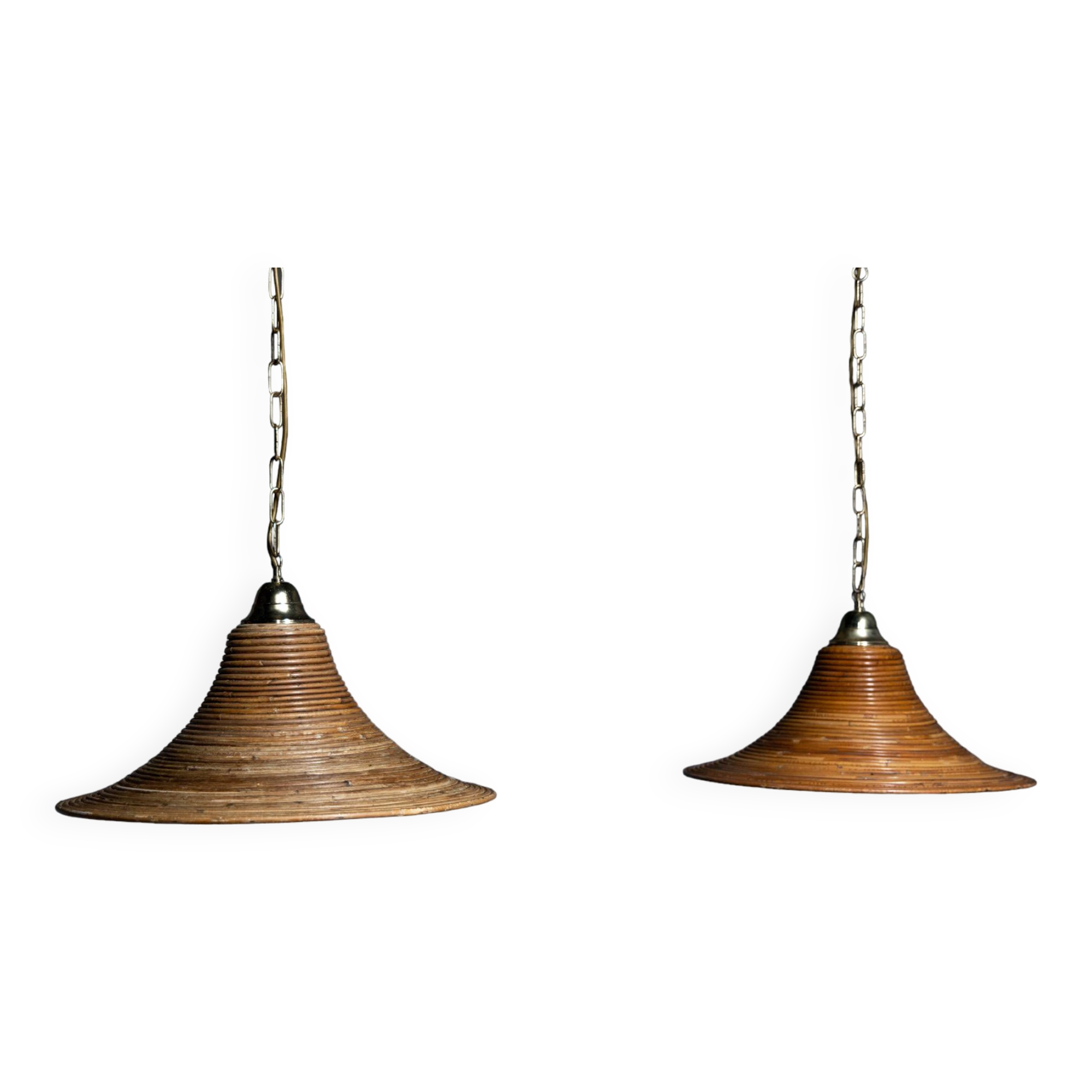 Rattan and Bamboo Pendant Lamps by Vivai del Sud, Italy, 1970s