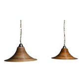 Lampes à Suspension en Rotin et Bambou par Vivai del Sud, Italie, 1970s