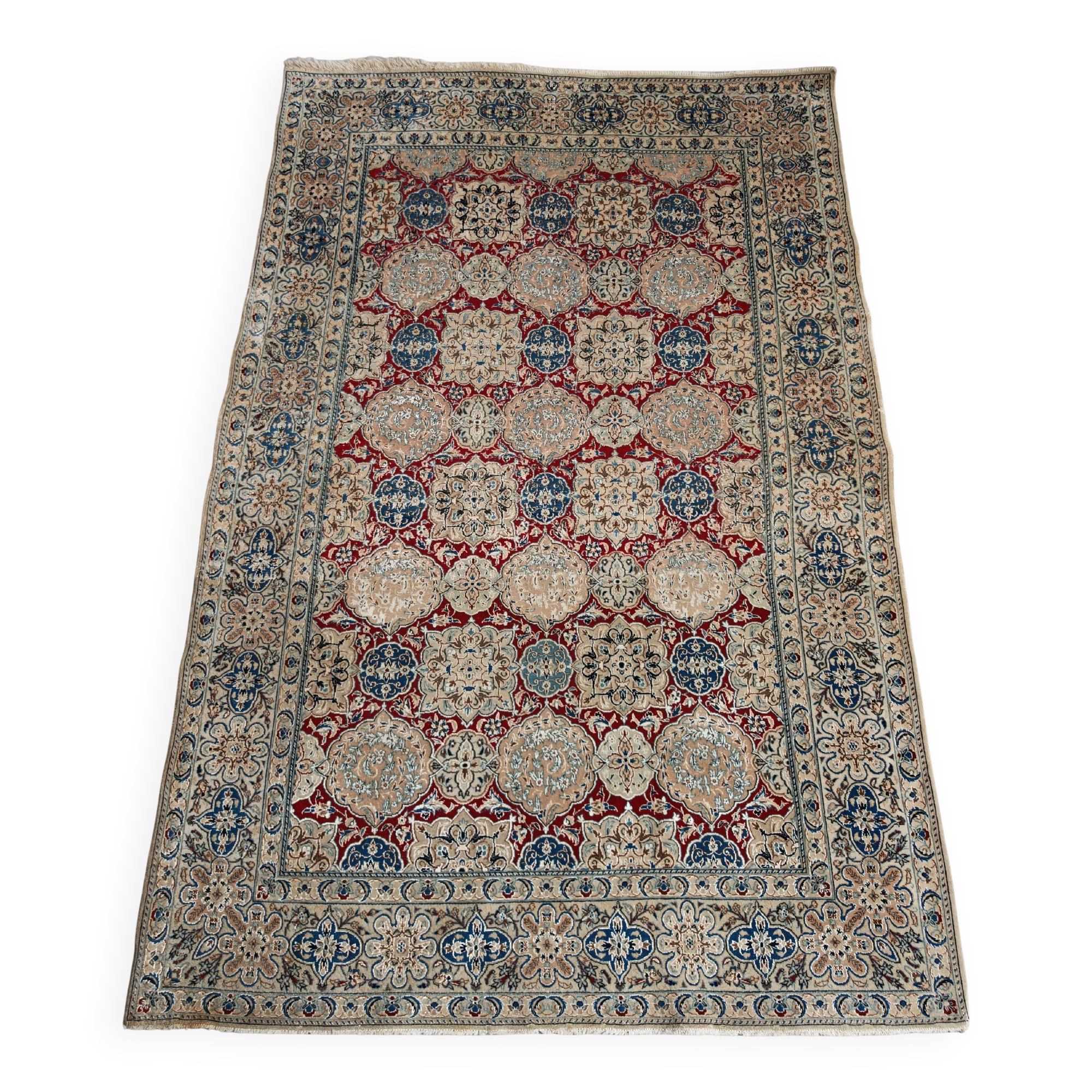 Vintage hand-knotted rug in virgin wool and silk, 1960s.