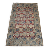 Tapis vintage noué main en laine vierge et soie, années 1960