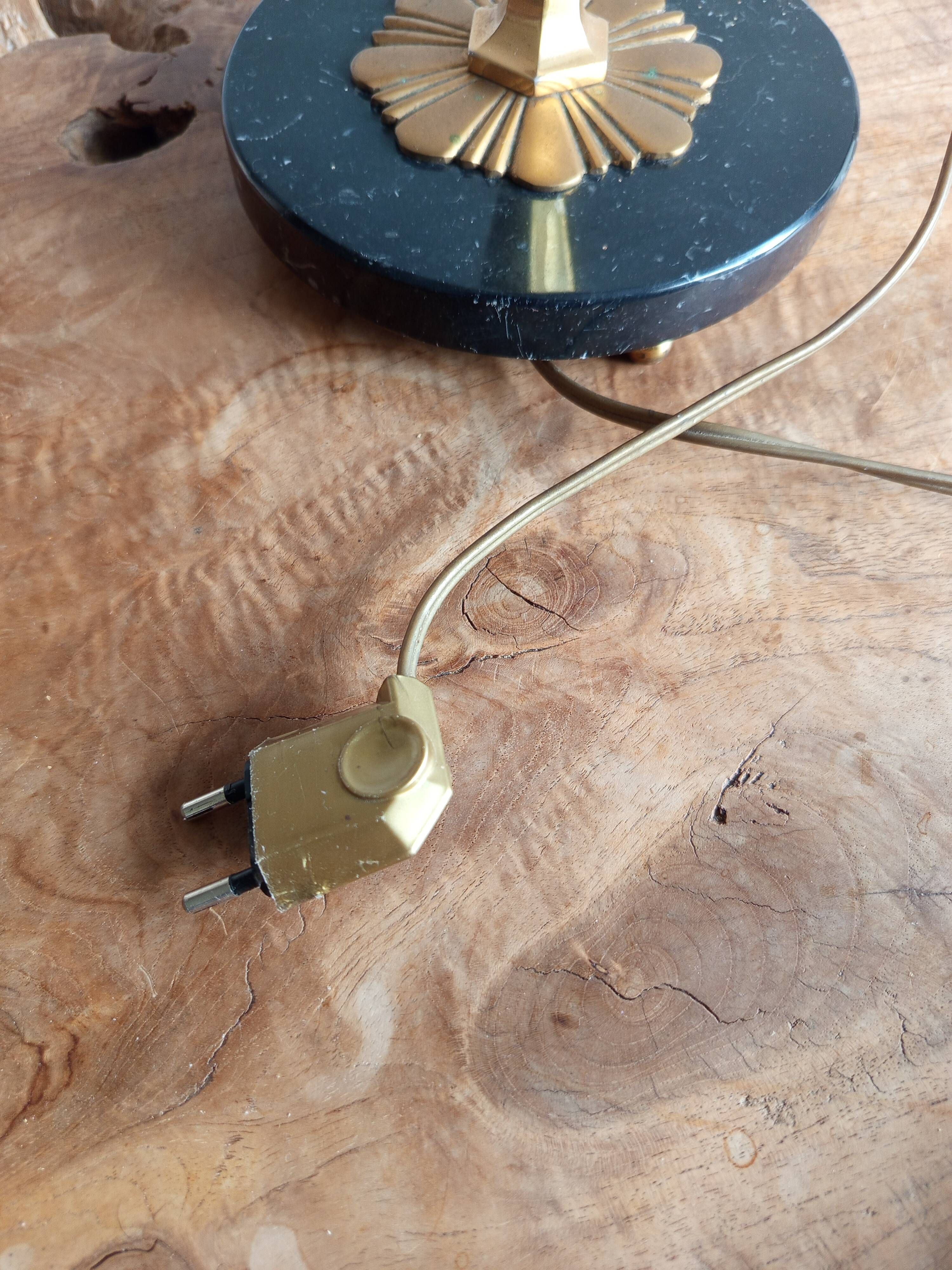 Lampe vintage marbre noir et laiton 1960