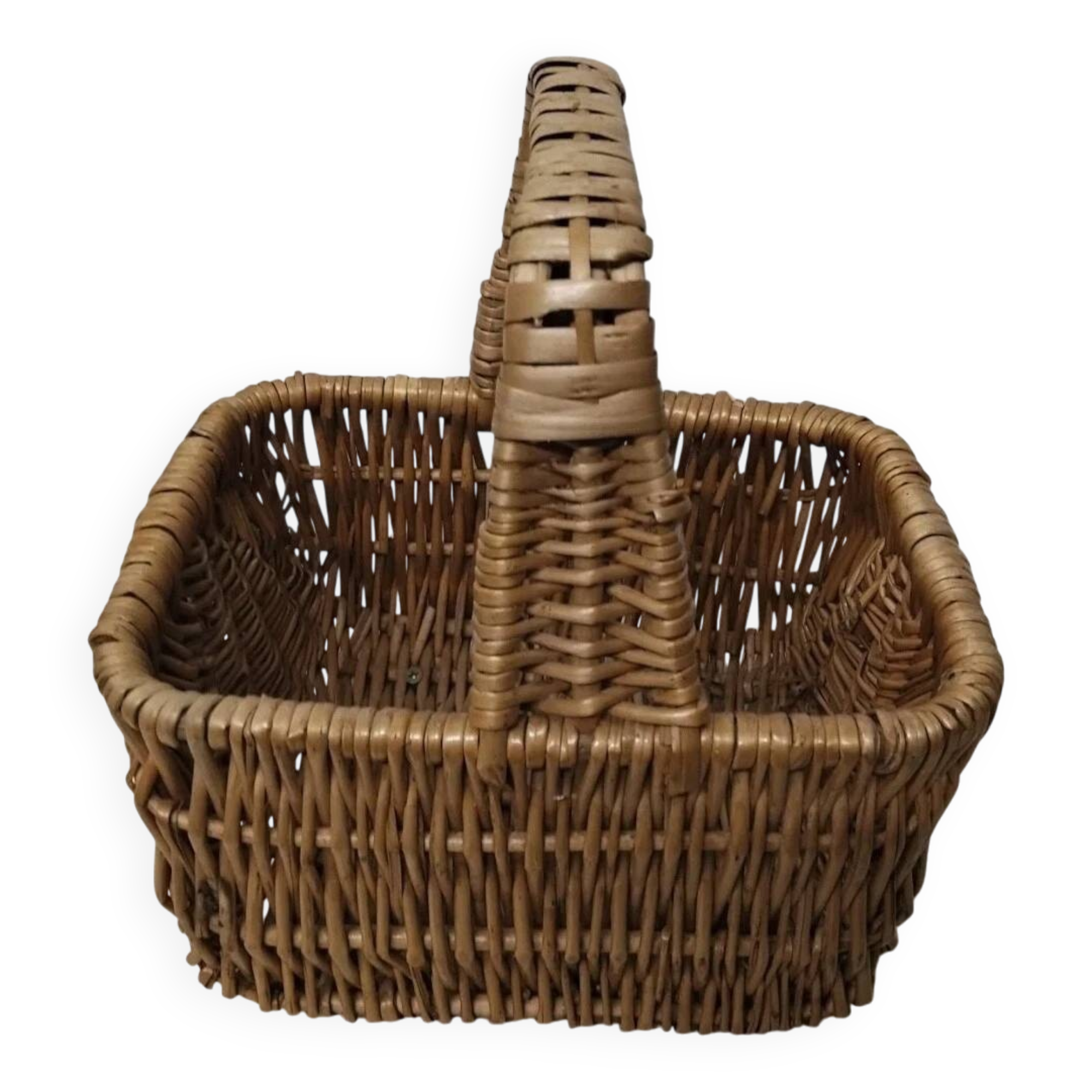 Small vintage rectangular wicker basket