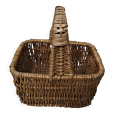 Petit panier en osier rectangulaire vintage