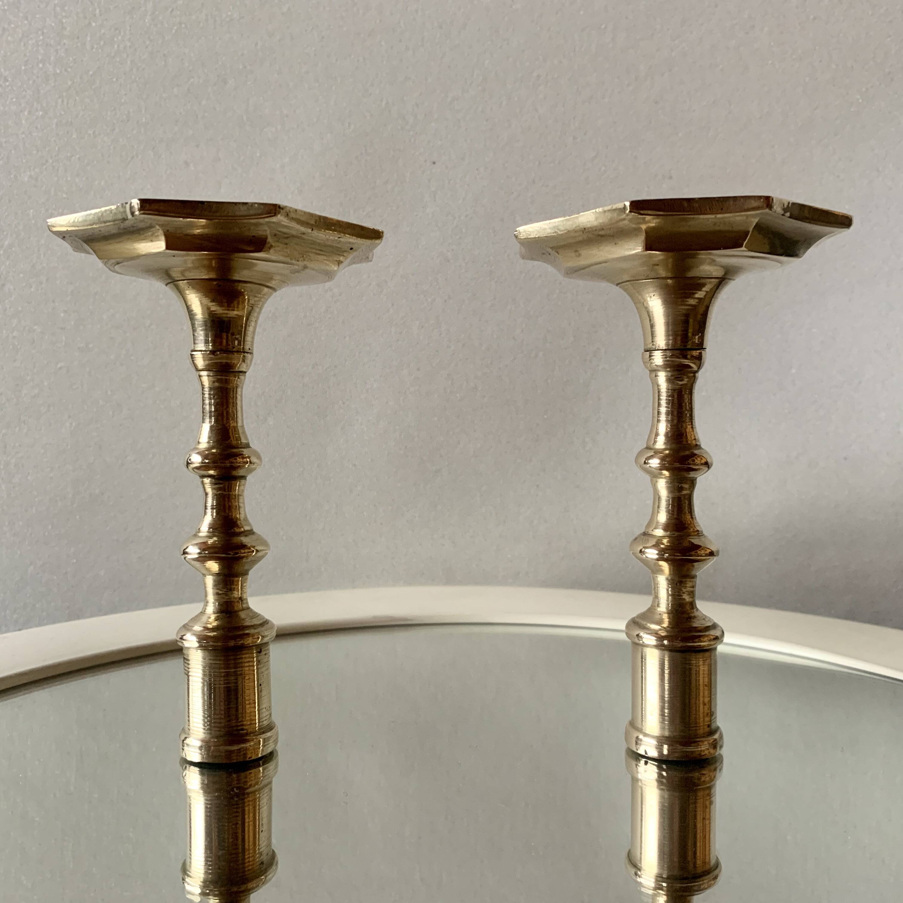 Pair of antique brass candlesticks