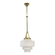 Art Deco Brass Pendant with Geometric Opaline Glass, Czechoslovakia 1930s