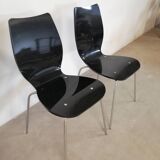 Pair of chairs in smoked plexiglass