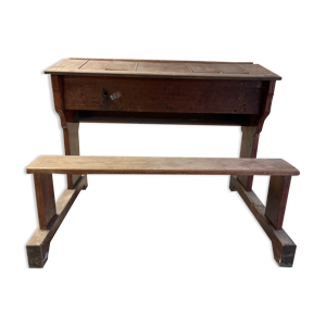 Banc d’école ancien massif