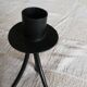 Black candle holder for three wrought iron candles