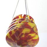 Art deco spatter glass pendant planter, Bohemia 1930s.
