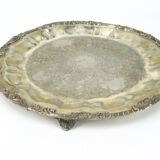 Silver-plated copper tray, on three legs