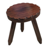Vintage brutalist tripod stool popular in France 1950.