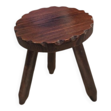 Vintage brutalist tripod stool popular in France 1950.