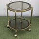 Rolling table, vintage brass and smoked glass serving cart – 1960s