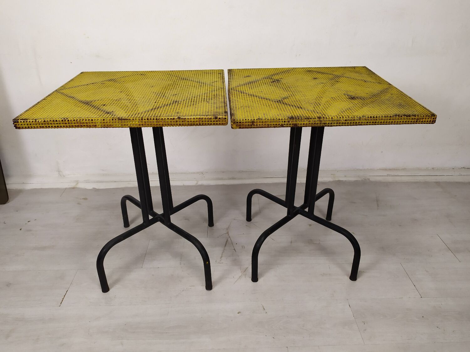 Vintage perforated metal bistro table