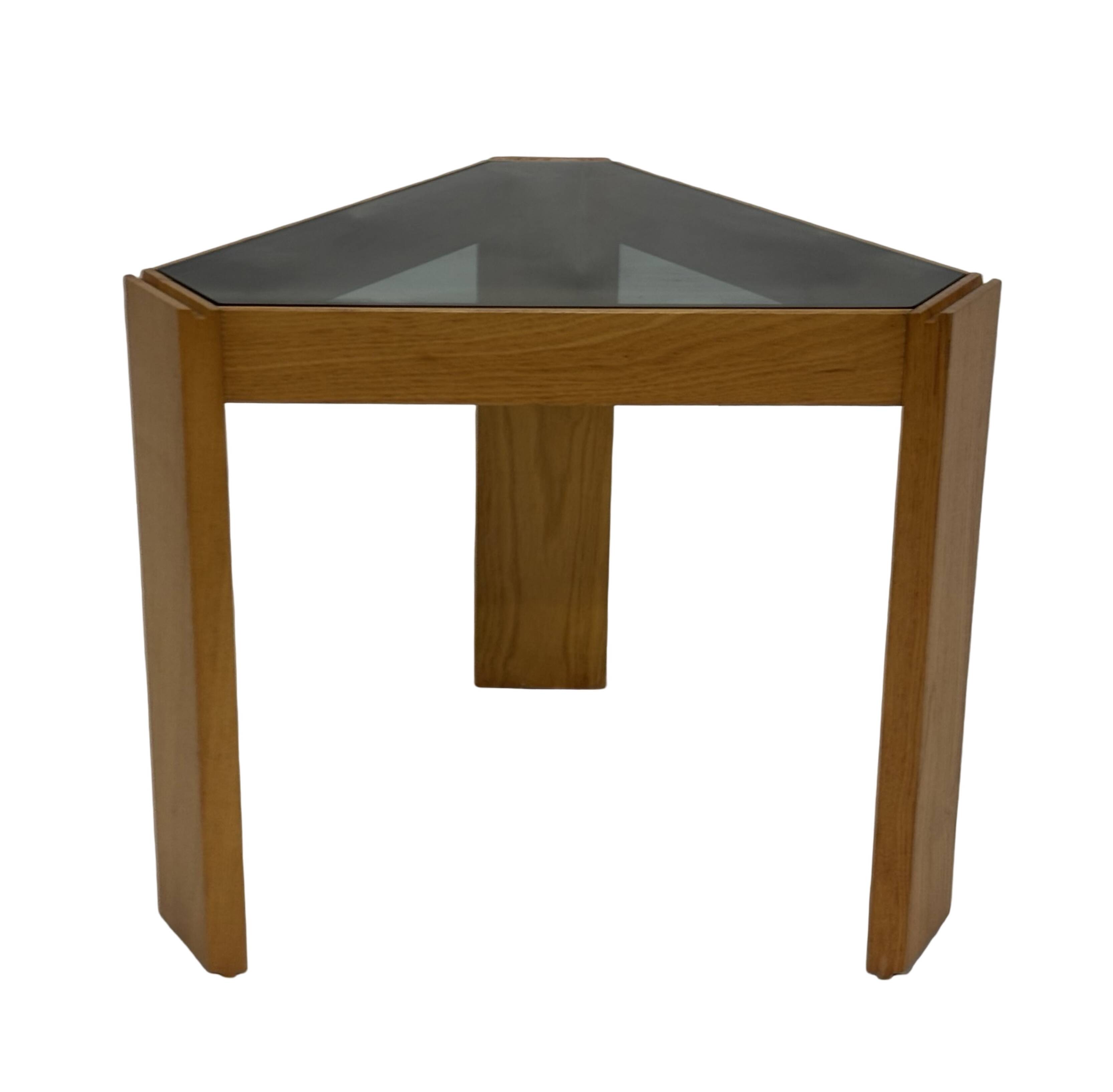 Vintage side table by Porada Arredi, 1970s wood and glass