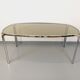 Vintage curved rectangular dining table in smoked glass and chrome metal