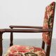 Antique oak Louis XIII style chair with floral upholstery, France ca. 1890