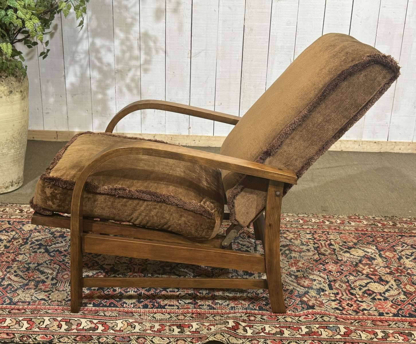 1930s English bridge chair in beech.