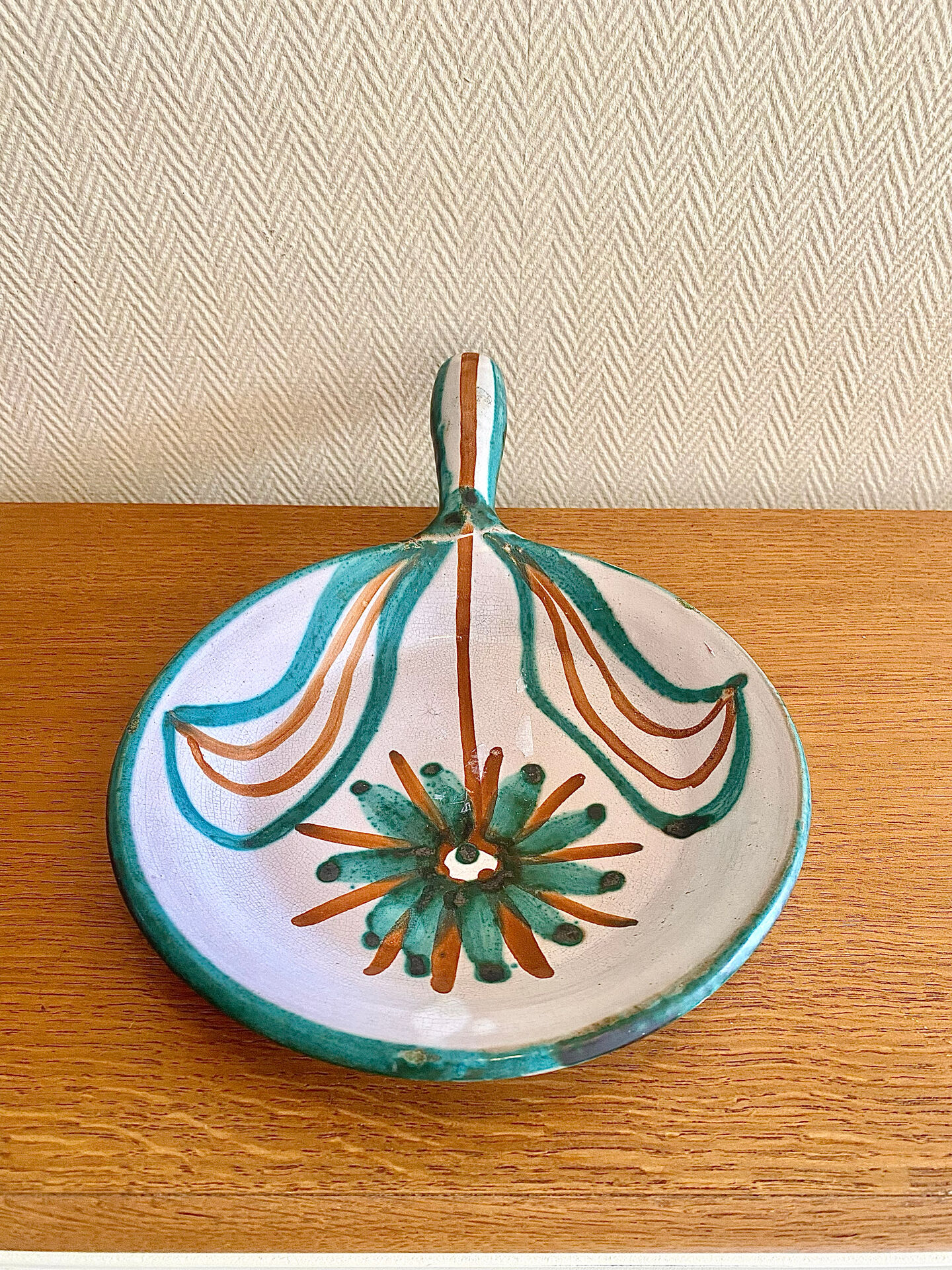 Large enamelled ceramic frying pan by Robert Picault
