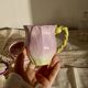 Vintage pink and mauve floral slip tea set - 8 pieces - Cottage core