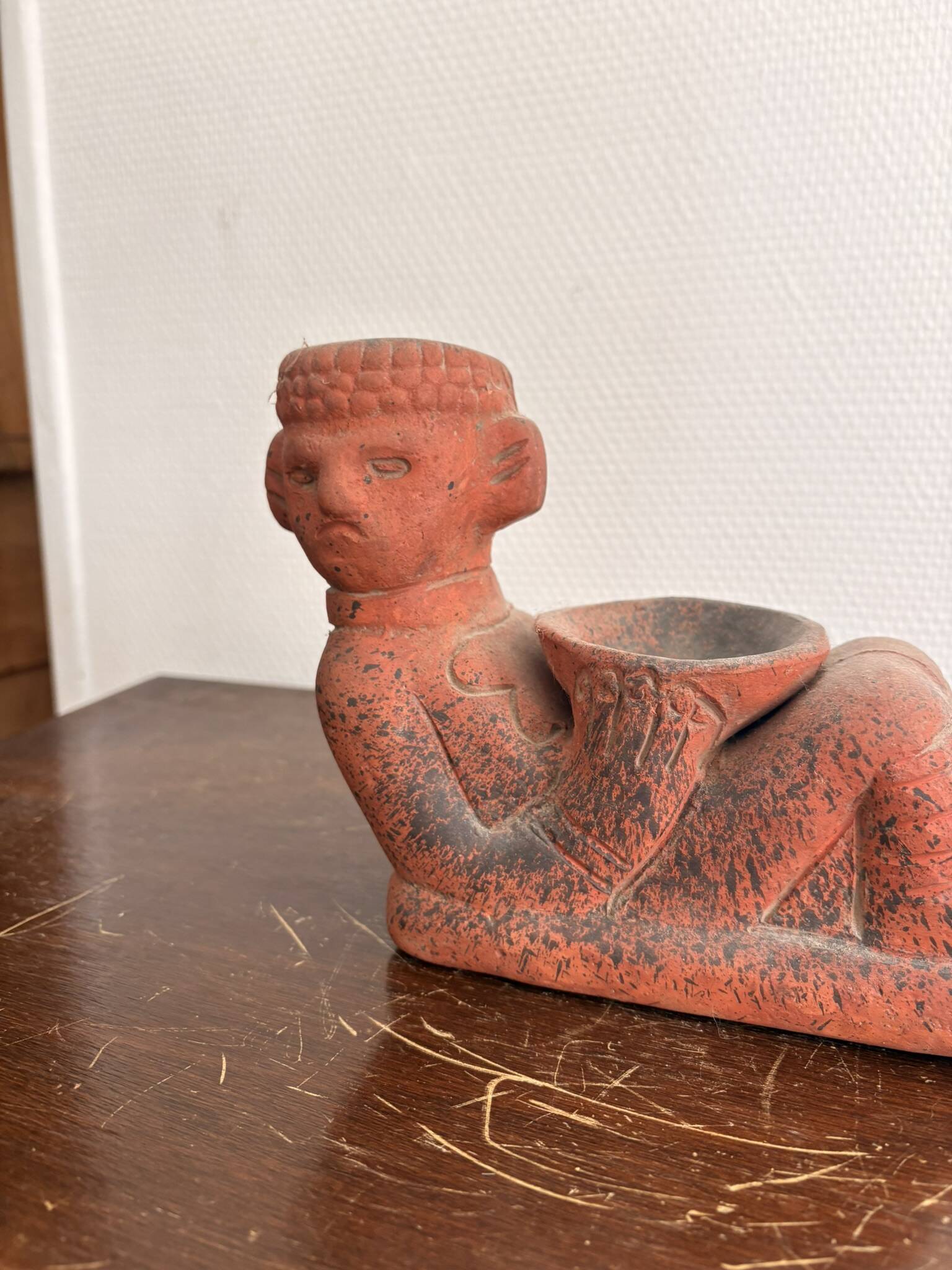 Ancient Chac Mool Sculpture Pre-Columbian Maya Toltec Terracotta Pottery