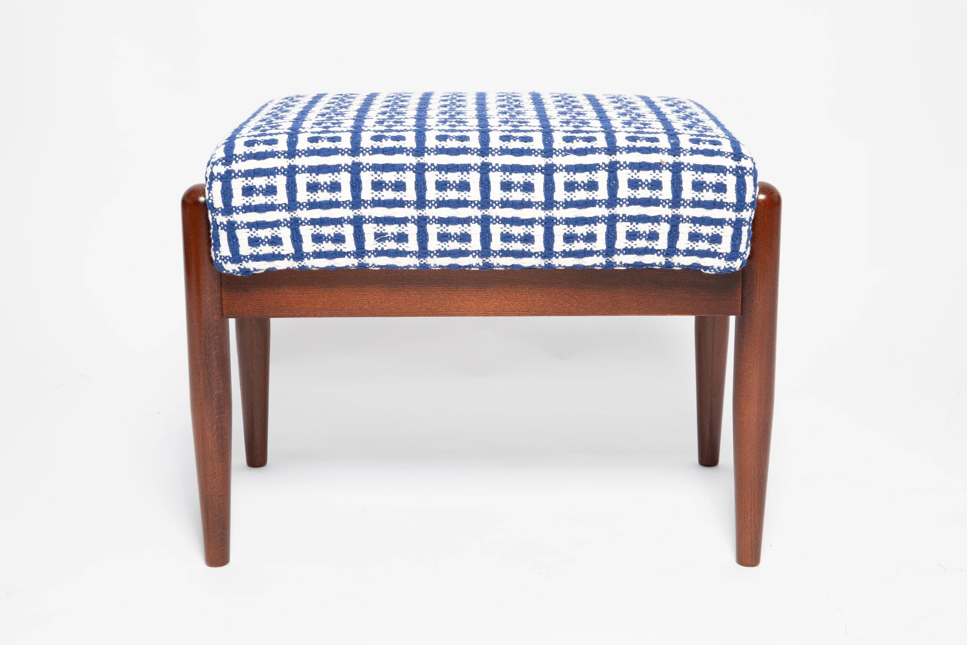 Pair of GFM mid-century stools in Dedar jacquard tweed, E. Homa, Europe, 1960s.