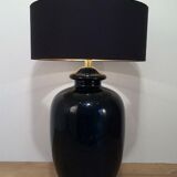 Black glazed ceramic lamp