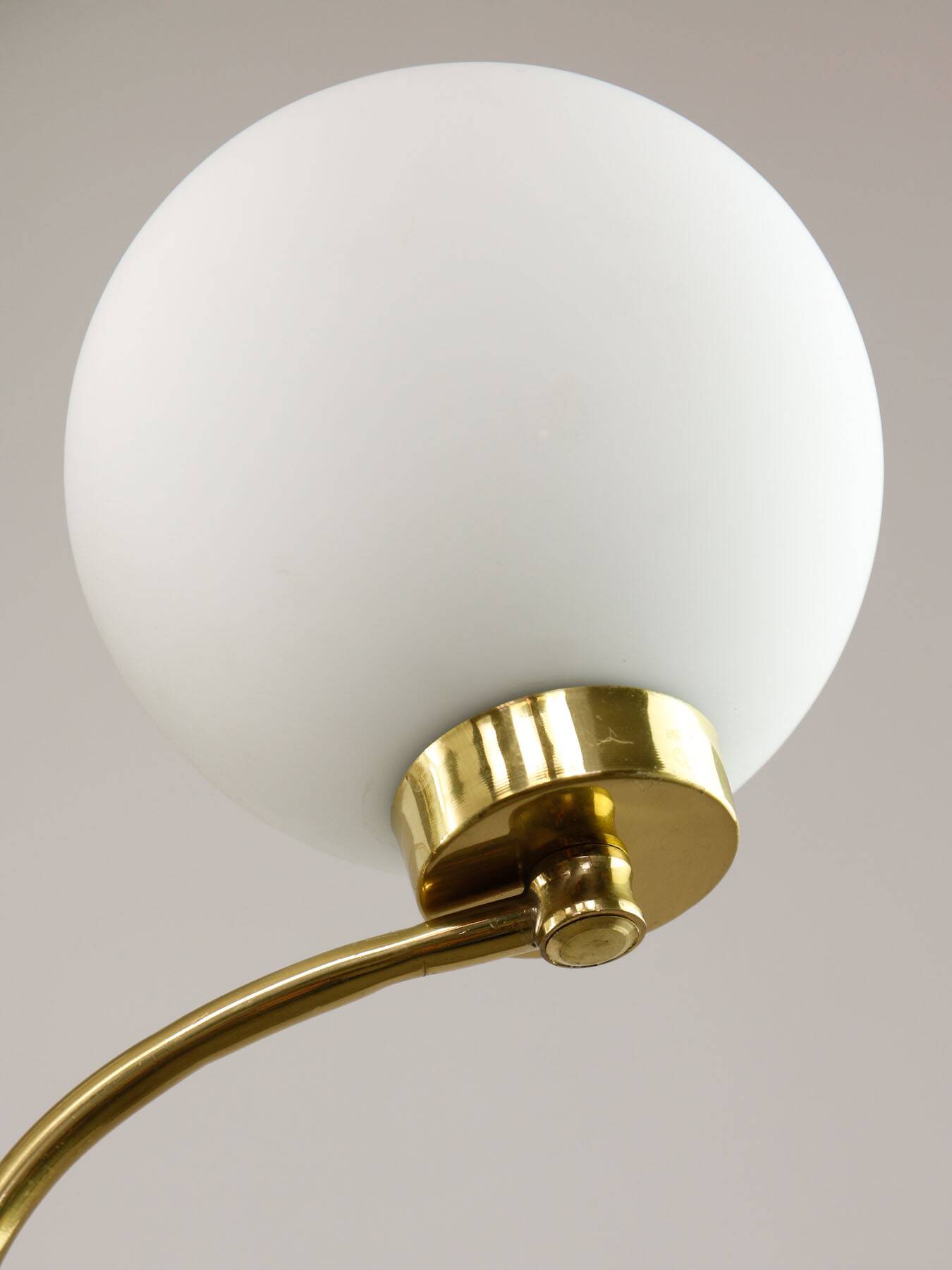 Mid-century Italian Brass and Opaline Chandelier