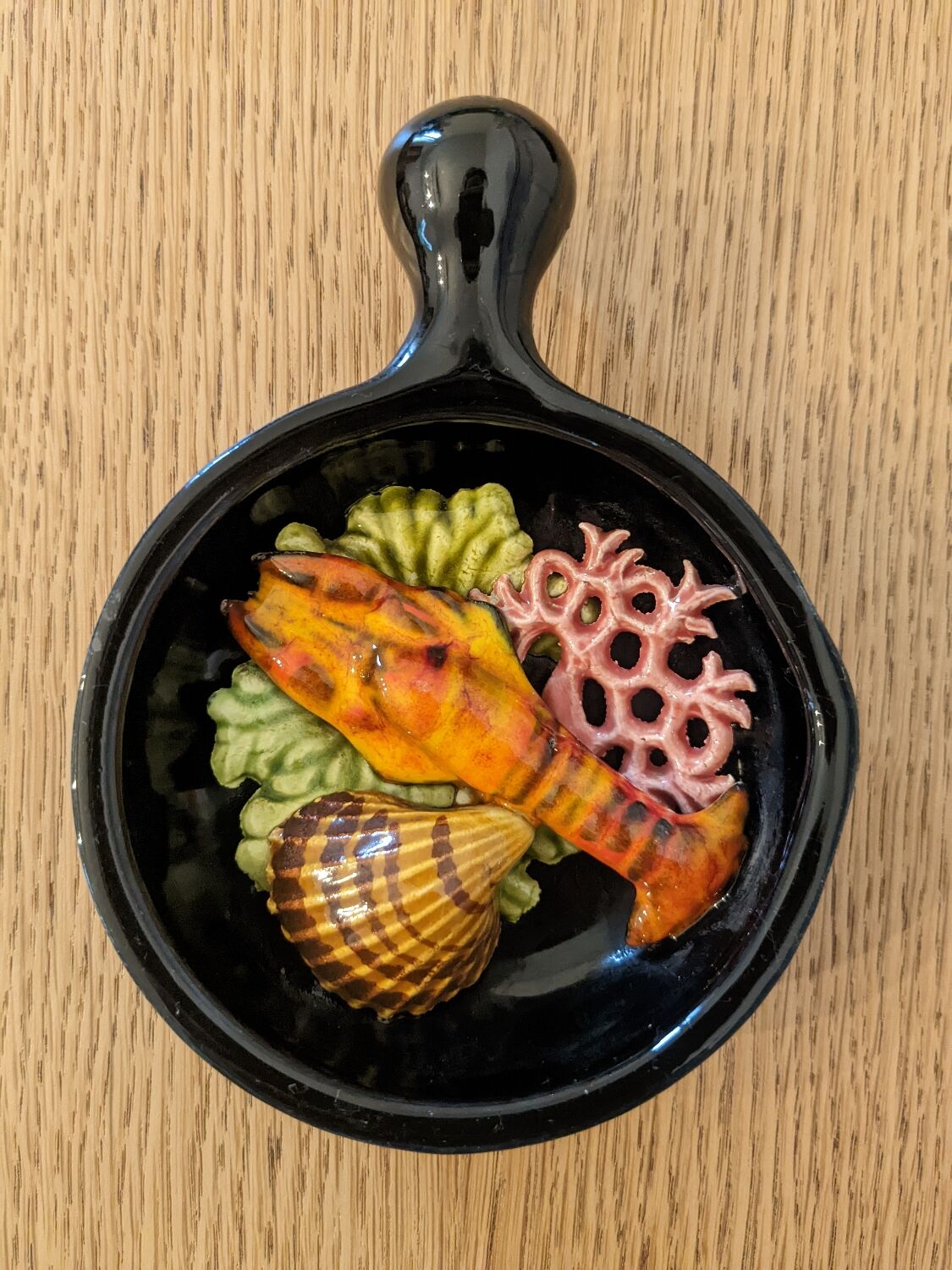Two trompe l'oeil ceramic casseroles