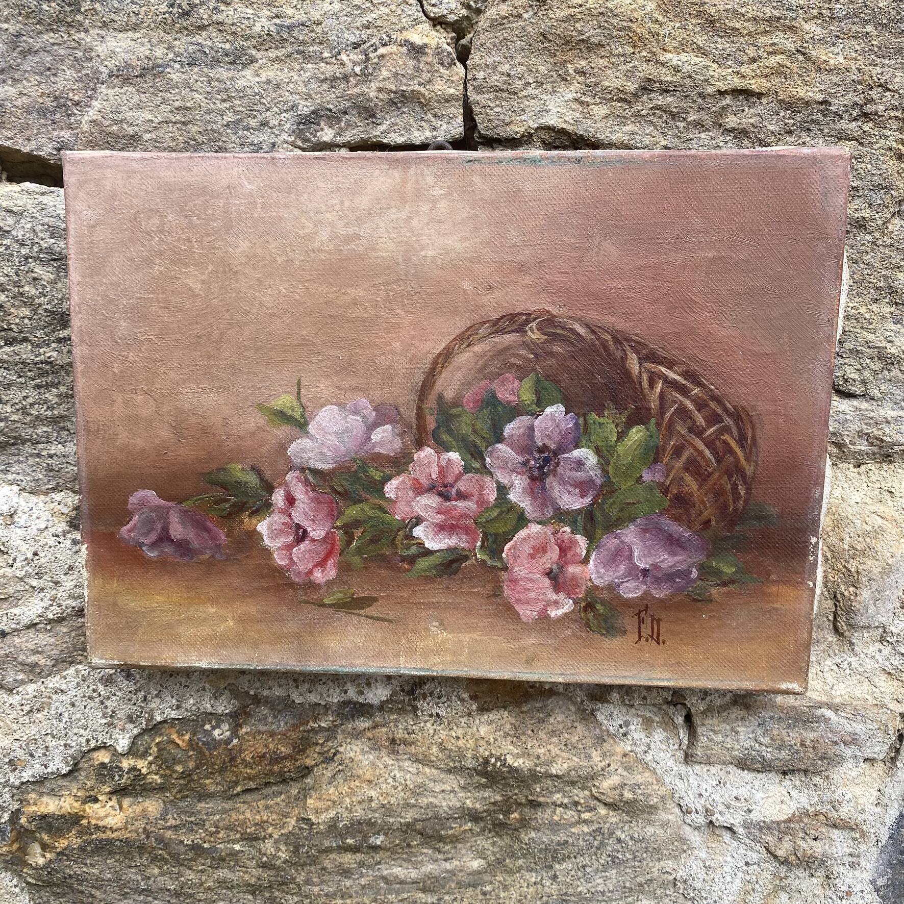 Painting bouquet, canvas on frame flowers 27X19.5