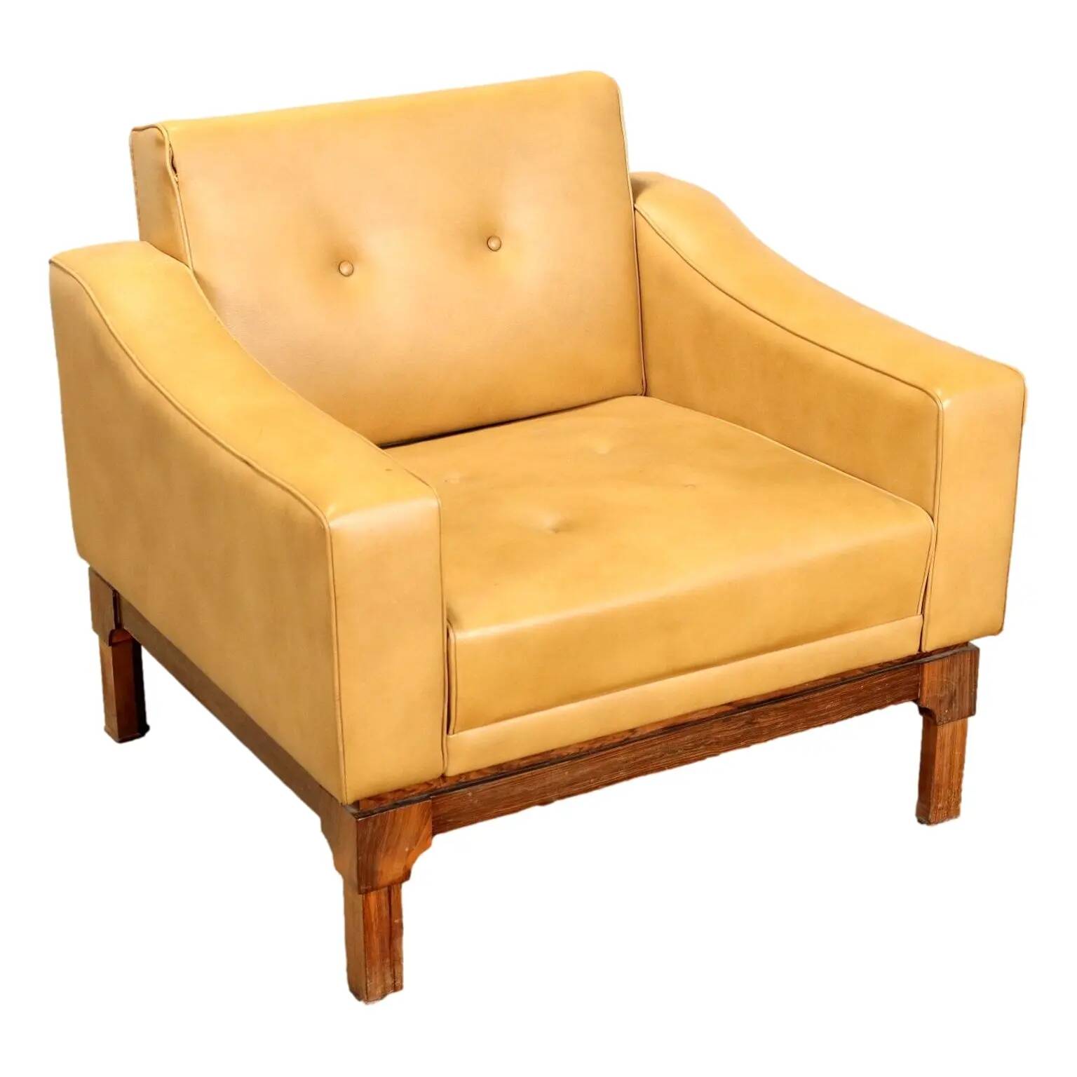 Vintage armchair in faux leather and solid wood, Italy, 1960s