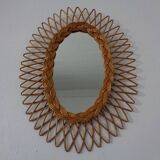 Italian rattan mirror, 1960s