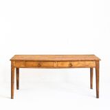 Farmhouse table with two large drawers. Oak wood. France, 1940s-50s