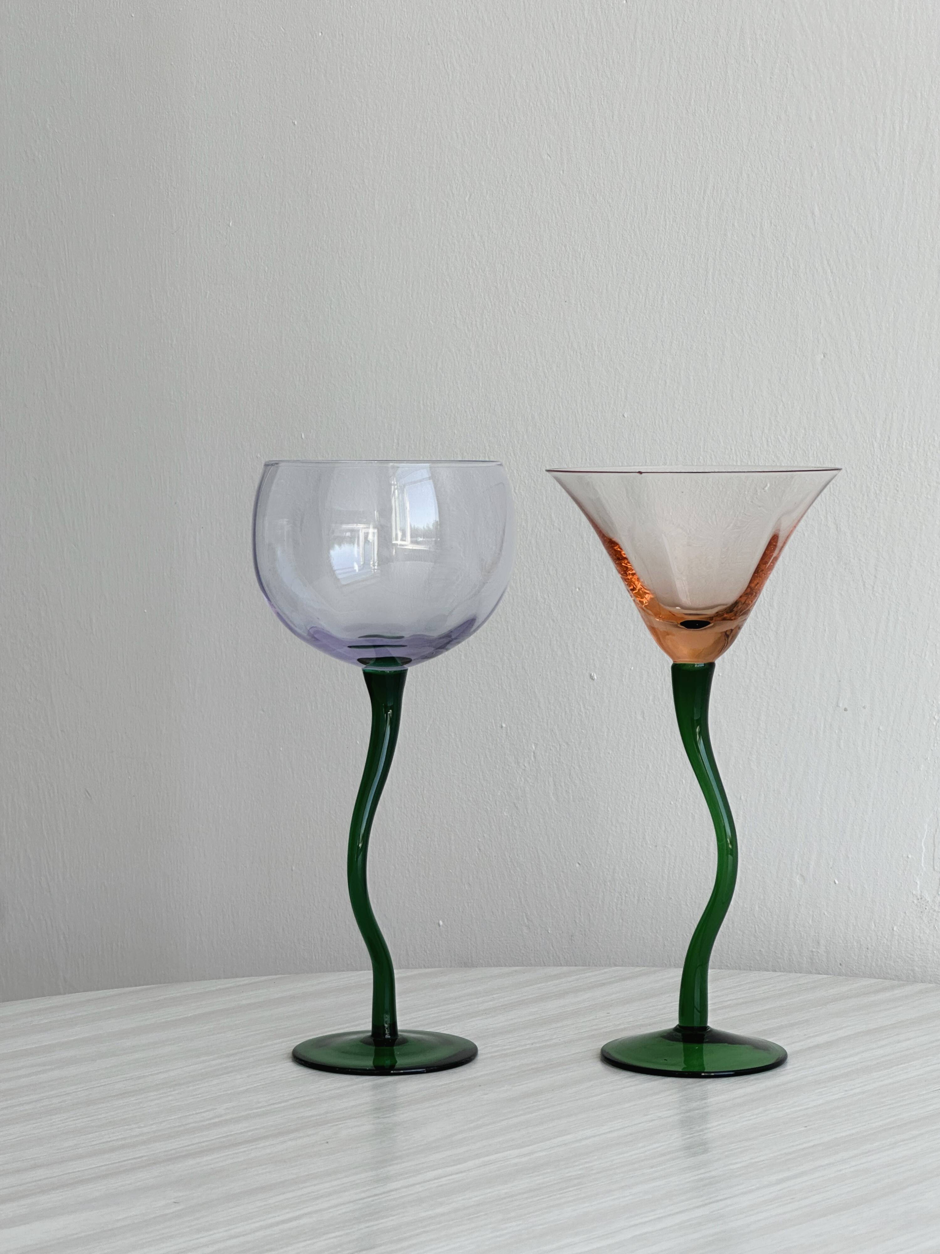 Duo of blown glasses