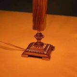 Vintage bedside lamp from the sixties, brass and natural stone Boho.