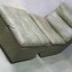 Laauser armless patchwork olive leather lounge chair and ottoman, 1970s