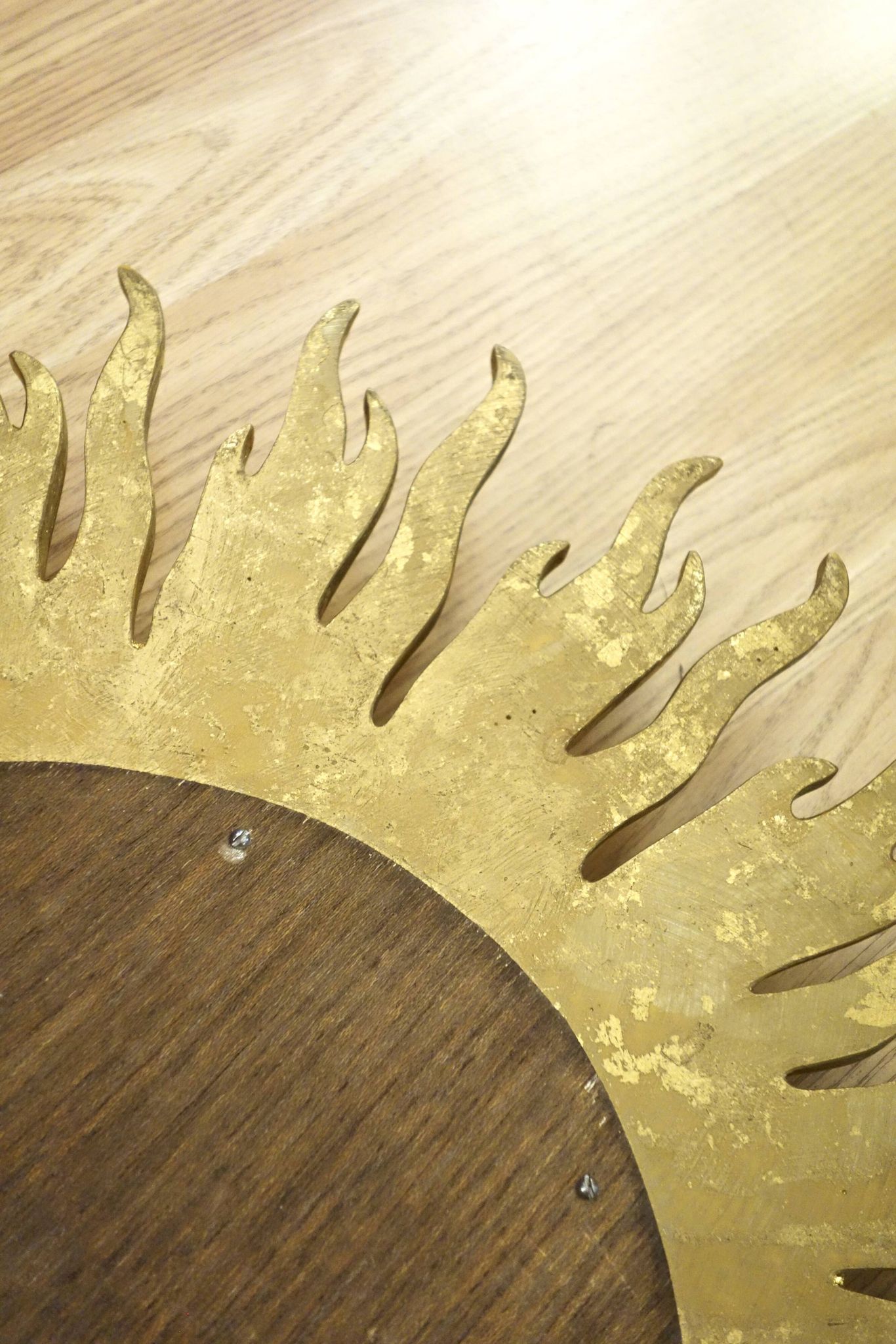Vintage convex sun mirror in gilded wood, France 1960's