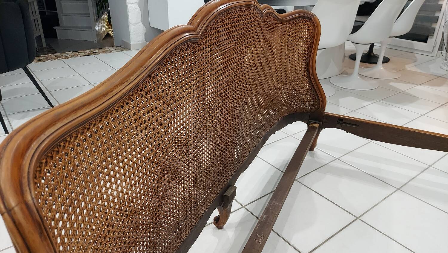 Louis XV style double cane basket bed, mid-20th century