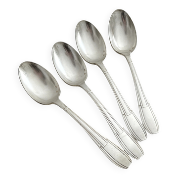 4 cuillères à soupe art déco en métal argenté