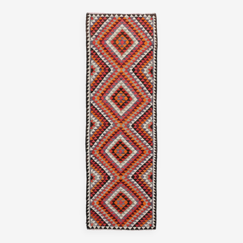 3x9 geometric kilim runner rug, 86x278cm