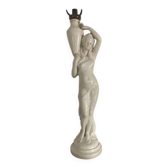 Glazed Ceramic Lamp Base for Women, signed