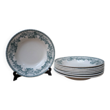 Ensemble de 9 anciennes assiettes plates modèle Guadeloupe Saint Amand