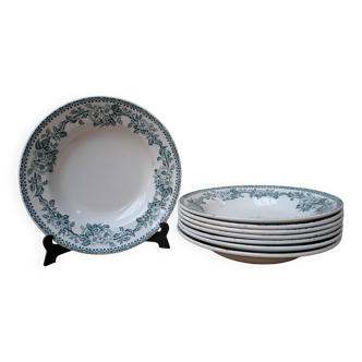 Set of 9 old flat plates, Guadeloupe Saint Amand model