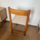 Vintage wooden chair with cream white corduroy seat