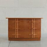 Vintage chest of drawers with bamboo and rattan details